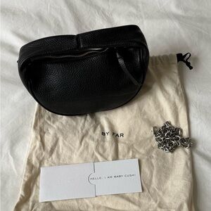 BY FAR Black Pebbled Leather Mini Baby Cush Bag